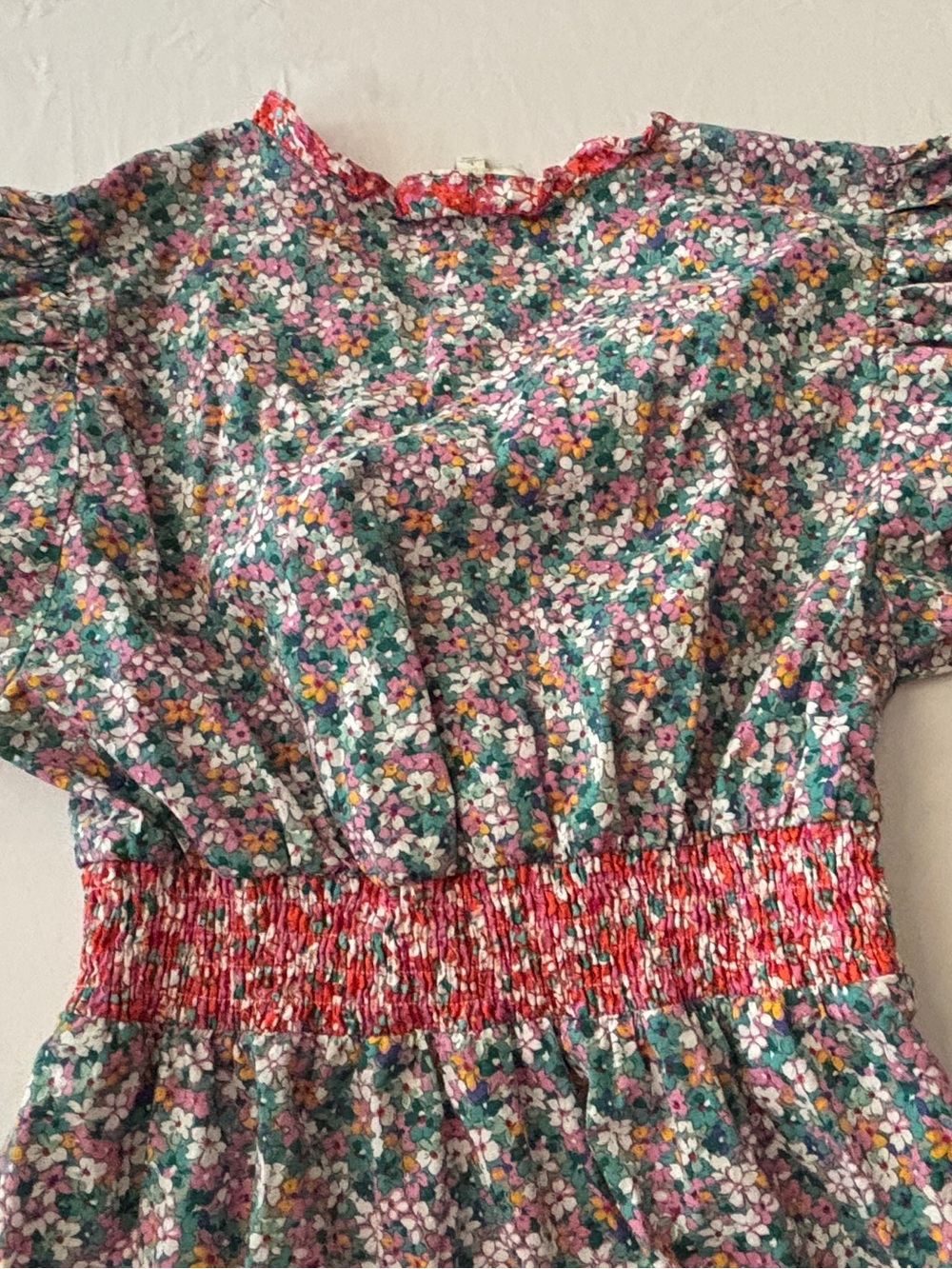 Ditsy Floral Summer Dress w/ V-Neck & Puff Sleeves 100% Cotton Women’s XL Boho - Picture 11 of 13